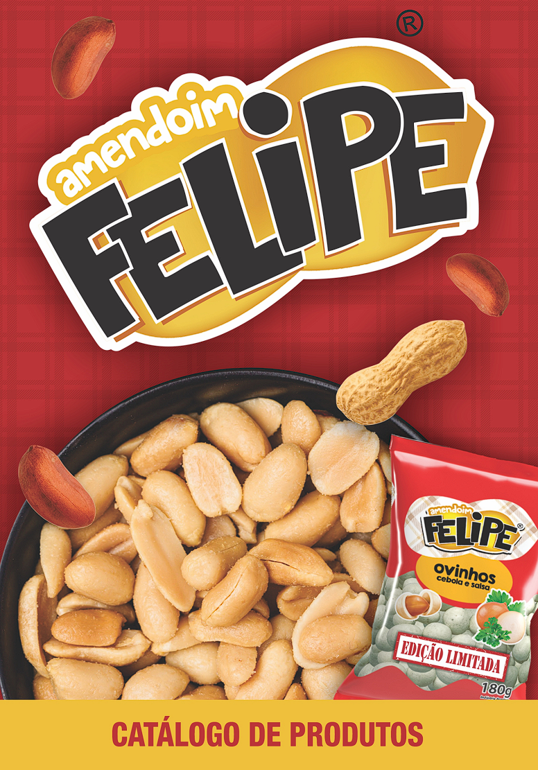 Capa do catálogo oficial de produtos Amendoim Felipe